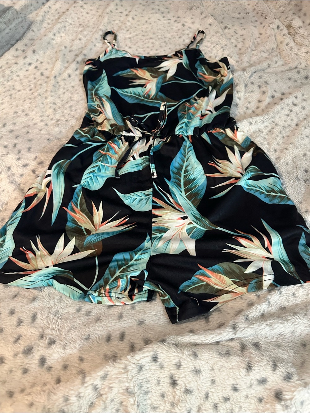 NWT Pat Pat Black Tropical Print One-Piece Romper